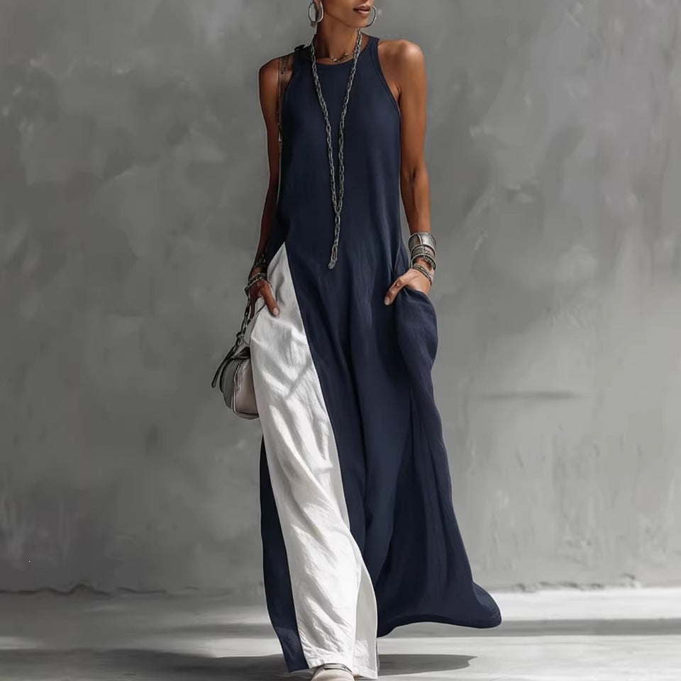 Damen Lässiges Maxikleid mit asymmetrischem Schnitt und tiefem Rückenausschnitt R&B