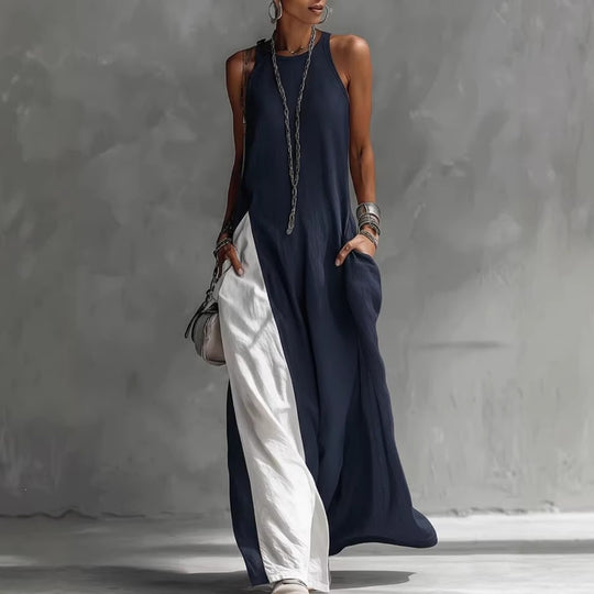 Damen Lässiges Maxikleid mit asymmetrischem Schnitt und tiefem Rückenausschnitt R&B