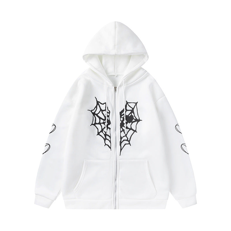 Damen Kapuzenjacke mit auffälligem Spinnenmotiv und praktischen Taschen R&B