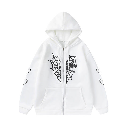 Damen Kapuzenjacke mit auffälligem Spinnenmotiv und praktischen Taschen R&B