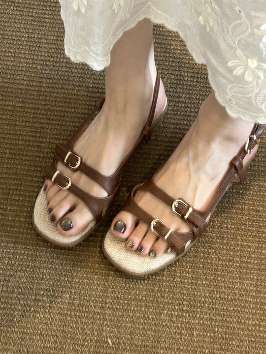 Damen Riemchen-Sandalen mit komfortablem Fußbett und modischem Schnallen-Design R&B