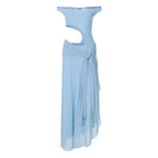 Damen Elegantes Maxikleid mit asymmetrischem Ausschnitt und raffiniertem Wickeldesign R&B