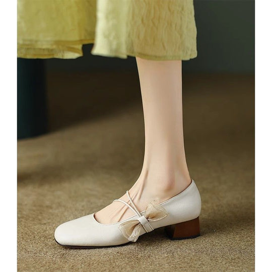 Damen Ballerina mit elegantem Schleifen-Detail und bequemem Blockabsatz R&B