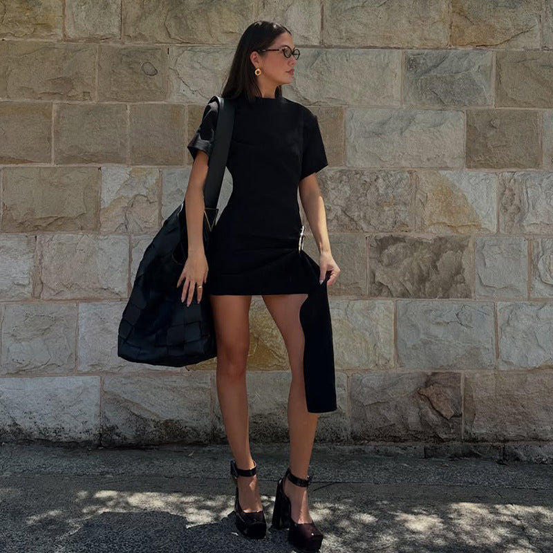 Damen Asymmetrisches Minikleid mit elegantem Schlitz und raffinierten Details R&B