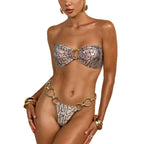 Damen Bandeau-Bikini mit schimmernden Ring-Details R&B