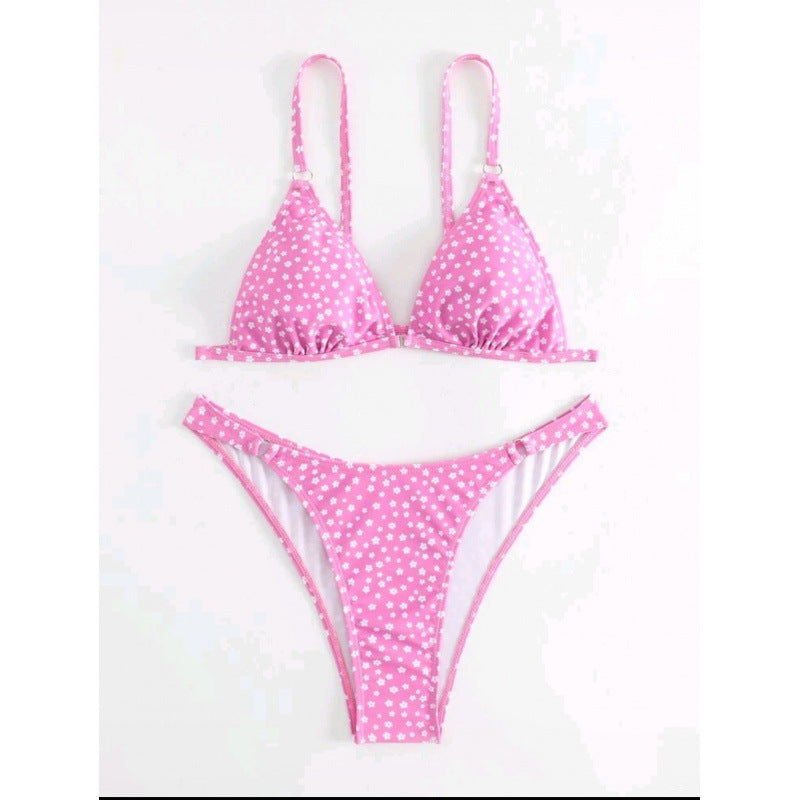 Damen Triangel-Bikini mit verspieltem Muster R&B