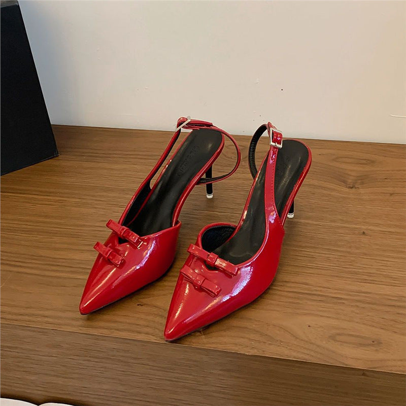 Damen elegante Slingback-Pumps mit Schleifenverzierung R&B