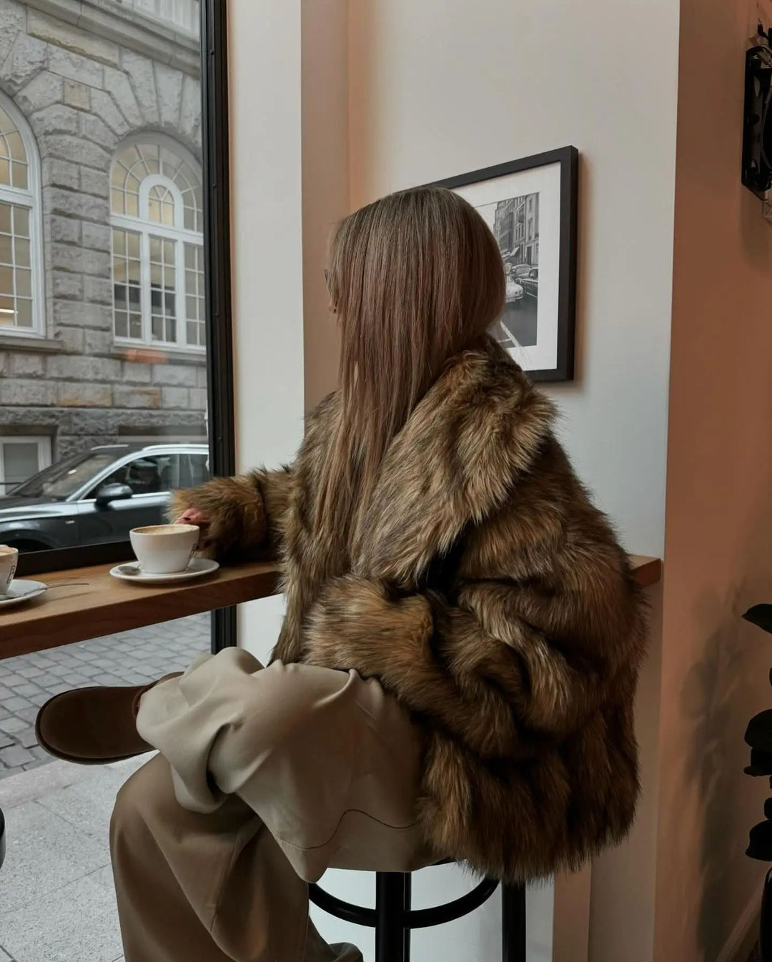 Damen Kuschelige Faux-Fur Jacke mit weichem Innenfutter R&B