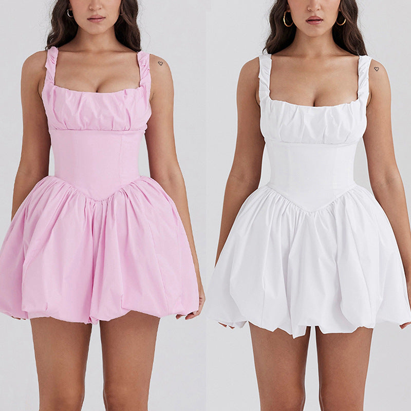 Damen Ballonkleid mit Spitzenakzenten R&B
