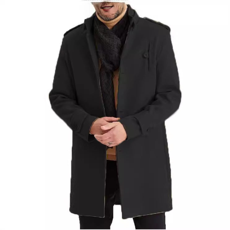 Herren modischer Übergangsmantel mit praktischen Taschen und Stehkragen R&B