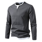 Herren Langarmshirt mit modernem V-Ausschnitt und coolen Layering-Details R&B