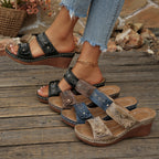 Damen Elegante und bequeme Wedge-Sandalen mit floralen Applikationen