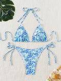 Damen Triangel-Bikini mit verstellbaren BindR&Bändern und floralem Design R&B