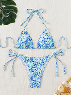 Damen Triangel-Bikini mit verstellbaren BindR&Bändern und floralem Design R&B