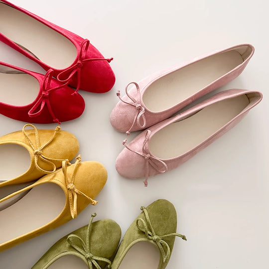 Damen Ballerinas mit zartem Schleifen-Detail und hochwertigem Wildleder R&B