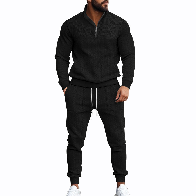 Herren Sportlicher Strickanzug mit Stehkragen und Reißverschluss R&B