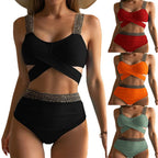 Damen Hochtailliertes Bikini-Set mit stilvollem Wickel-Oberteil R&B