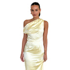 Damen Maxikleid mit asymmetrischem Schnitt und elegantem Oberteil R&B