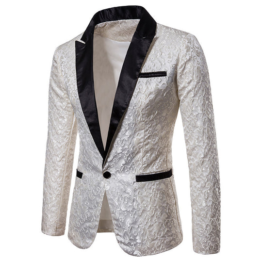 Herren eleganter Samtblazer mit kunstvollem Muster R&B