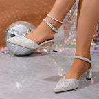 Damen Pumps mit verziertem Riemen und elegantem Blockabsatz R&B