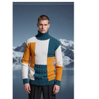 Herren modischer Strickpullover mit strukturiertem Zopfmuster und Stehkragen R&B