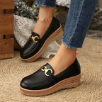 Damen Schicke Loafers mit modischem Kork-Detail und rutschfester Sohle