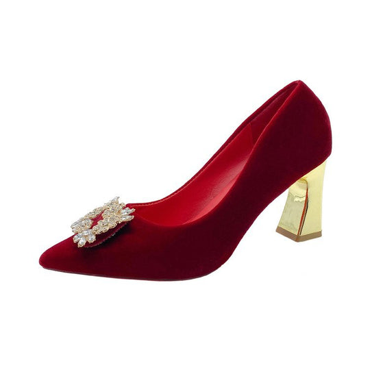 Damen elegante Spitzenpumps mit Kristallverzierung R&B