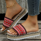 Damen Plattform-Sandalen mit buntem Ethno-Design R&B