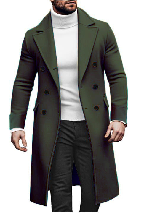 Herren eleganter Doppelmantel mit breitem Revers und praktischen Taschen R&B