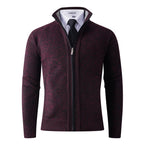 Herren stylische Strickjacke mit hohem Kragen und praktischen Taschen R&B