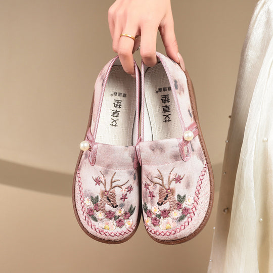 Damen modische Hausschuhe mit stilvollem Blumenornament und elastischem Gummizug R&B