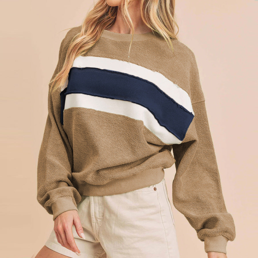 Damen Kuscheliger Oversized Pullover mit Streifen R&B