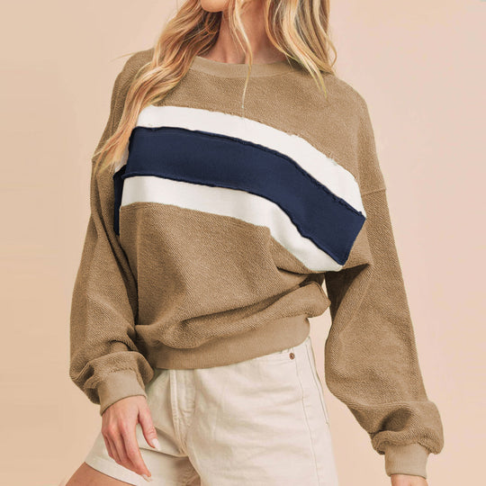 Damen Kuscheliger Oversized Pullover mit Streifen R&B