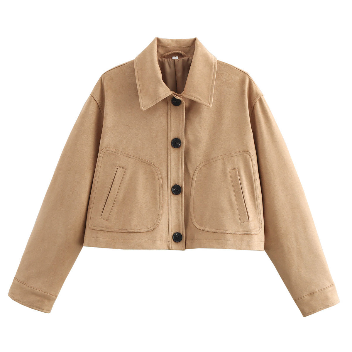 Damen cropped Jacke aus weichem Kunstleder mit seitlichen Eingrifftaschen