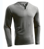 Herren nan Langarmshirt mit V-Ausschnitt Slim Fit Baumwollmix und elastischem Komfortbund R&B