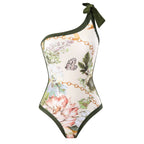 Damen Einteiler Badeanzug mit asymmetrischem Schnitt und elegantem Wickelrock R&B