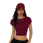 Damen Crop-Top mit breitem Ausschnitt und körperbetontem Schnitt R&B