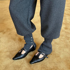 Damen Elegante Mary Jane Ballerinas aus hochwertigem Leder mit modischem Riemchen R&B