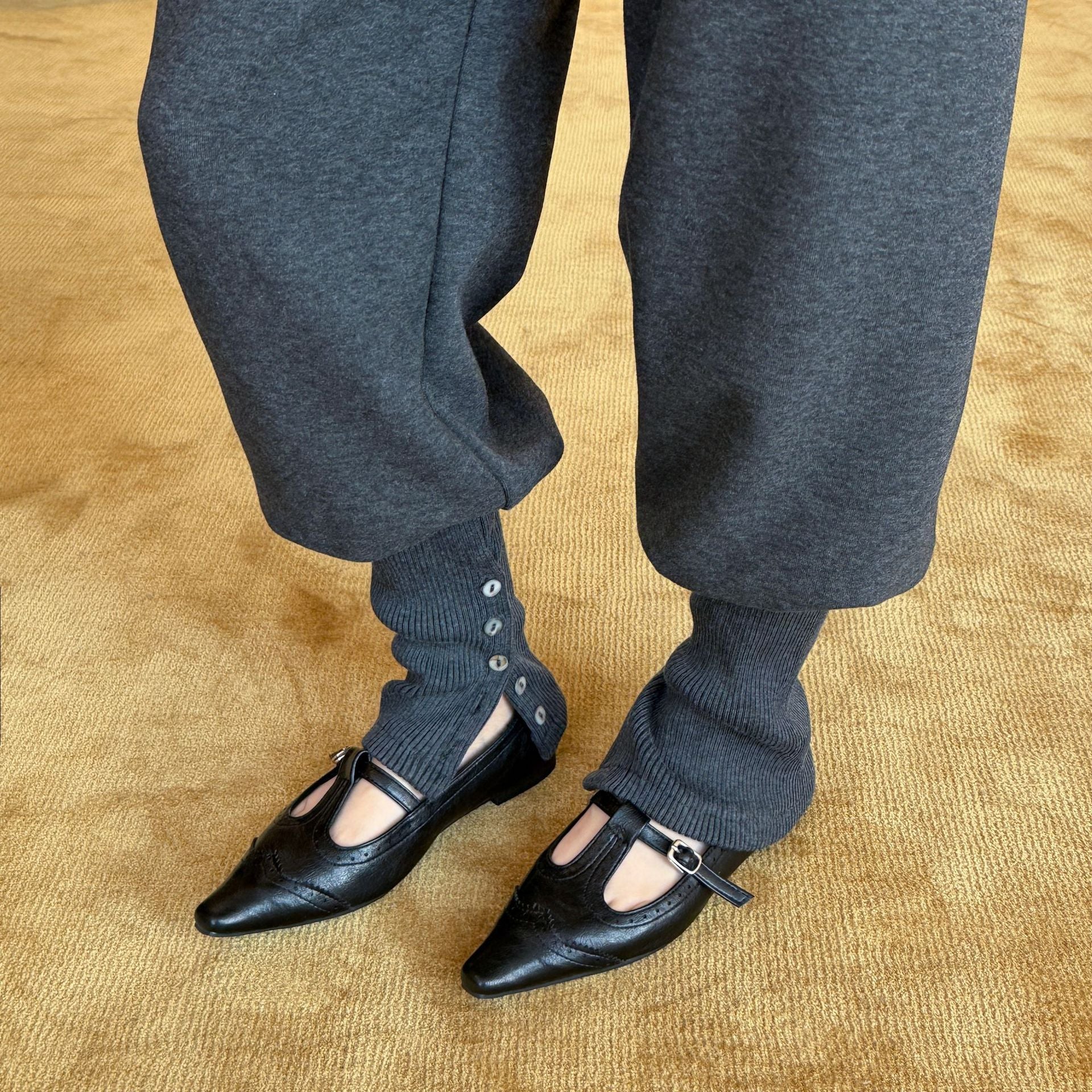 Damen Elegante Mary Jane Ballerinas aus hochwertigem Leder mit modischem Riemchen R&B