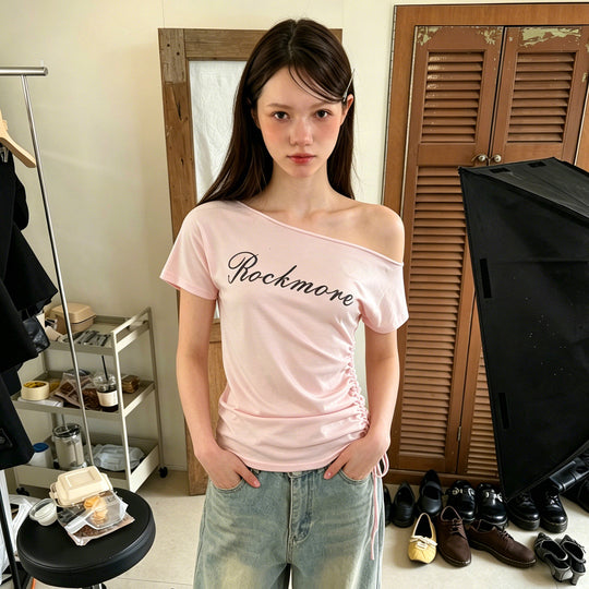 Damen asymmetrisches Casual-Shirt mit raffinierten Rüschendetails R&B