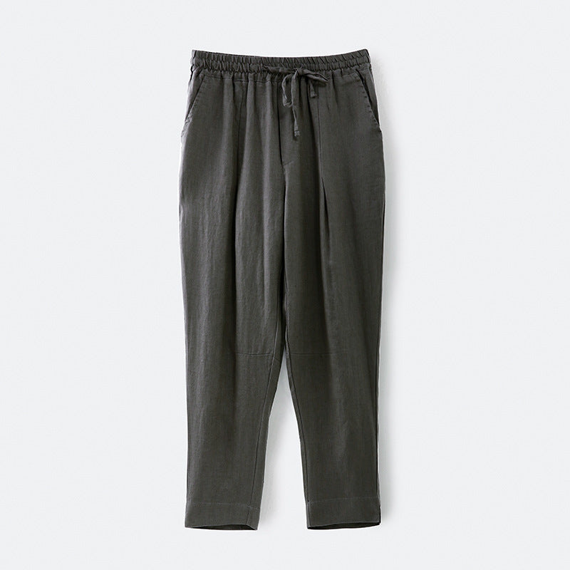 Damen lässige Leinenhose mit elastischem Bund und praktischen Seitentaschen R&B