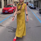 Damen Polo-Maxi-Kleid mit lässigem Schnitt und strukturierter Textur R&B