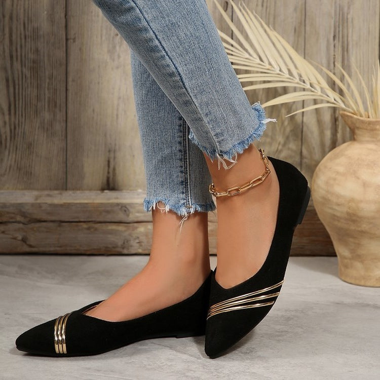 Damen elegante Ballerinas mit schimmernden goldenen Akzenten R&B