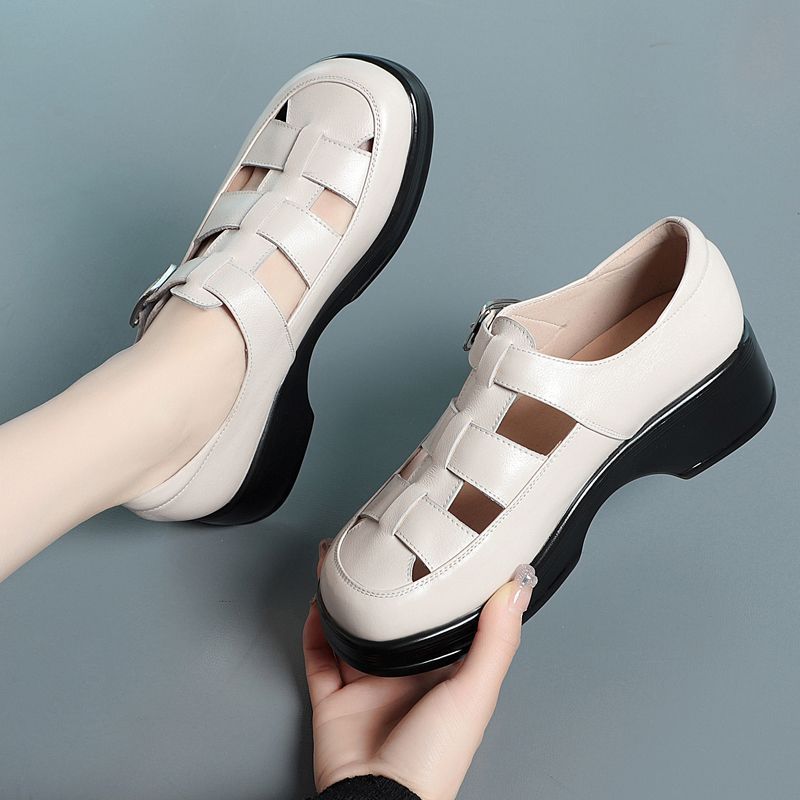 Damen Elegante Komfortsandalen mit verstellbarem Riemen und bequemem Absatz R&B