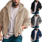 Herren kuschelige Fleecejacke mit großzügiger Kapuze und Reißverschluss R&B