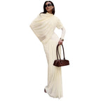 Damen Maxikleid mit innovativer Drapierung und elegantem Stoff R&B