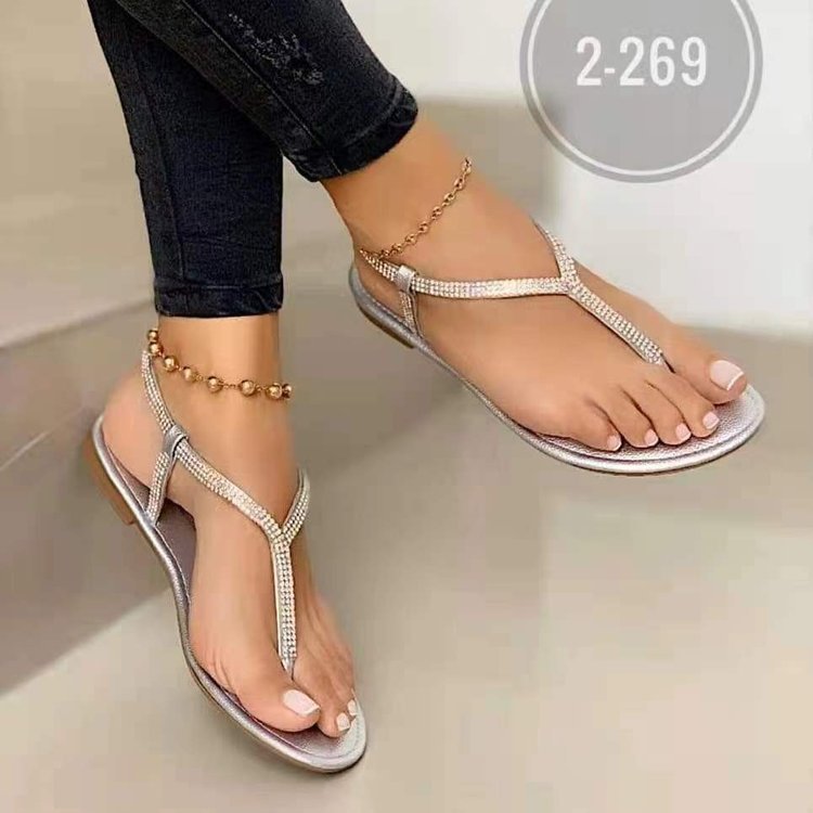 Damen Strassverzierte Zehentrenner-Sandalen R&B