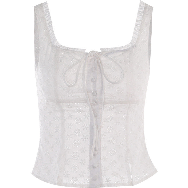 Damen trendiges Top mit nostalgischem Spitzen-Design und schmalen Trägern R&B
