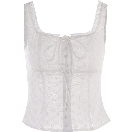 Damen trendiges Top mit nostalgischem Spitzen-Design und schmalen Trägern R&B