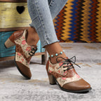 Damen Stiefeletten mit floralem Design und komfortablem Blockabsatz R&B